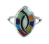 Southwestern Multicolor Inlay Sterling Silver Ring Size 8 JX129655